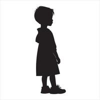 Energetic Child Silhouette in Play Pose on White Background vector