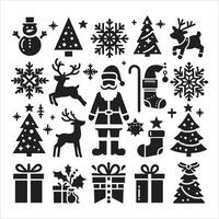 Festive Christmas Silhouette with Bow on White Background vector