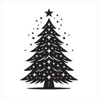 Festive Christmas Silhouette with Bow on White Background vector