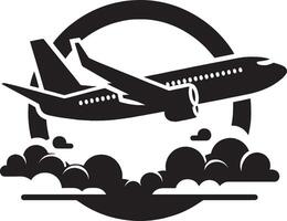 Airplane Silhouette with Upward Motion on White Background vector