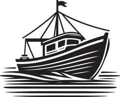 Boat Silhouette with Sails Fully Extended on White Background vector