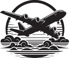 Cloud Airplane Silhouette in Flight on White Background vector