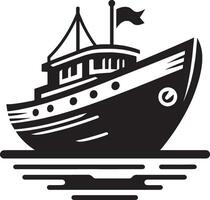 Boat Silhouette with Reflection on White Background vector