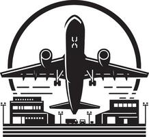 Airplane Silhouette with Rounded Wings on White Background vector