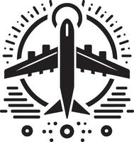 Airplane Silhouette with Tail in Focus on White Background vector