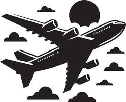 Airplane Silhouette in Profile on White Background vector