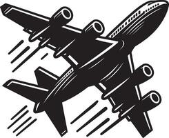 Side View Airplane Silhouette on White Background vector