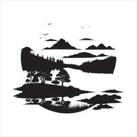 Nature Landscape Silhouette in Simple Form on White Background vector