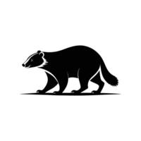 Badger Silhouette in Walking Pose on White Background vector