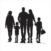 Family Silhouette Sharing a Joyful Moment on White Background vector