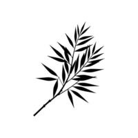 Elegant Bamboo Leaf Silhouette with Thin Stems on White Background vector