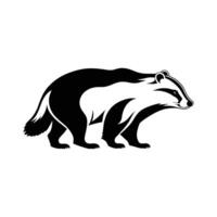 Badger Silhouette with Fluffy Tail on White Background vector