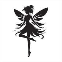 Fairy Silhouette in Dreamy Pose on White Background vector