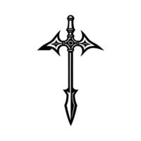 Rustic Axe Silhouette with Textured Handle on White Background vector