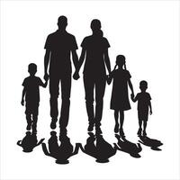 Classic Family Silhouette with Child on Shoulders on White Background vector