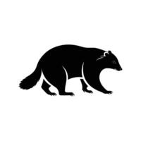 Bold Badger Silhouette with Distinct Features on White Background vector