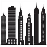 Large Building Silhouette in Profile on White Background vector