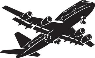 Airplane Silhouette in Mid-Air on White Background vector