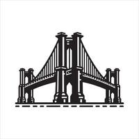 Artistic Bridge Silhouette in a Curved Design on White Background vector