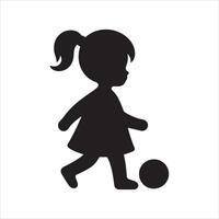 Sweet Child Silhouette in Simple Pose on White Background vector