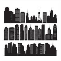 Skyscraper Silhouette with Bold Outline on White Background vector