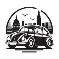 Simple Car Silhouette Facing Forward on White Background vector