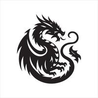 Dragon Silhouette on White Background vector