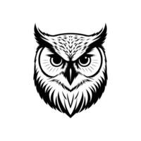 Owl Head Silhouette with Large Eyes on White Background vector