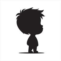 Calm Child Silhouette in Thought on White Background vector