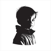 Artistic Child Silhouette in Profile on White Background vector