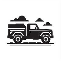 Bold Car Silhouette with Smooth Lines on White Background vector