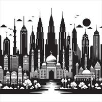 Unique Building Silhouette with Architectural Detail vector