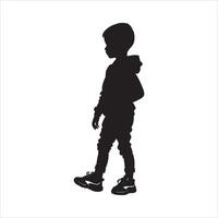 Curious Child Silhouette in Side View on White Background vector