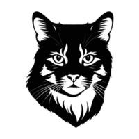 Minimalist Scottish Cat Head Silhouette with Soft Lines on White Background vector