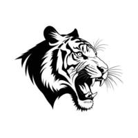 Side profile of tiger Head Silhouette with Round Face on White Background vector