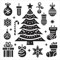 Christmas Tree Silhouette with Star on White Background vector