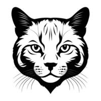Scottish Cat Head Silhouette with Gentle Expression on White Background vector