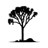 Strong Joshua Tree Silhouette with Defined Form on White Background vector
