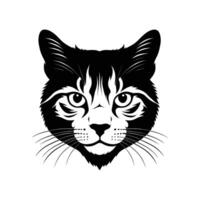 Charming Scottish Cat Head Silhouette Facing Right on White Background vector