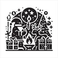 Minimalist Christmas Silhouette with Bells on White Background vector