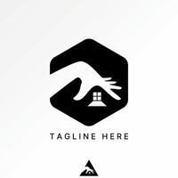 Logo design graphic concept abstract creative premium stock hand assurance roof house with window shadow. Related home environmentally friendly vector