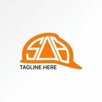 Logo design graphic concept creative premium stock image graphic initial text SAB font on side project helmet outdoor to safety site equipment vector