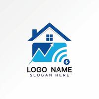 Logo design graphic concept abstract creative premium stock home roof house router wifi tranding dollar. Related property house cloud data tech vector