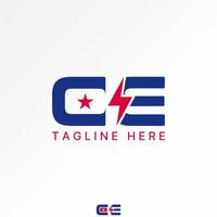 Logo design graphic concept creative premium stock image graphic initial CE font flag star space electric thunder Relate to monogram typography vector