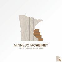 Logo design graphic concept creative premium stock image graphic unique Minnesota map wood fiber drawer cabinet Related to property carpenter vector