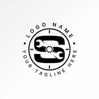 Logo design graphic concept creative premium stock image graphic initial S font wrench gear mechanical to target precision typography machine vector