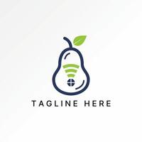Logo design graphic concept creative abstract premium stock frest green Pear fruit window wifi router Related to tech house network garden farm vector