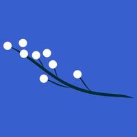 White berries on a branch isolated on blue background vector