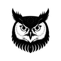 Bold Owl Head Silhouette in Profile on White Background vector