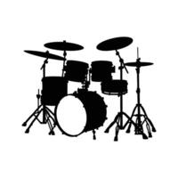 Side View of Drum Kit Silhouette on White Background vector